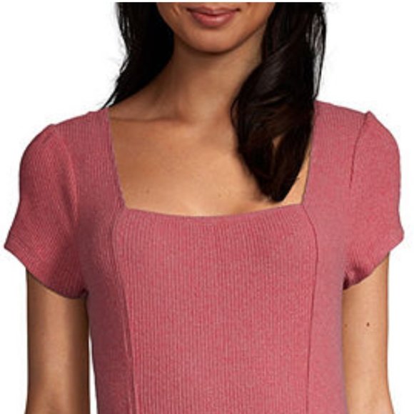 Arizona Yuma Rose Square Neck Ribbed Bodysuit - Picture 2 of 16